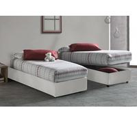 Dmora Letto Singolo Alessandra, Letto Contenitore con Rivestimento in Ecopelle, 100% Made in Italy, Apertura Frontale, con Materasso Cm 90x190 Incluso, Bianco