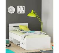 Dmora - Letto Singolo Buech, Sommier per Camera da Letto, Giroletto per Stanza, Struttura Porta Materasso, 200x90 h74 cm, Bianco Opaco