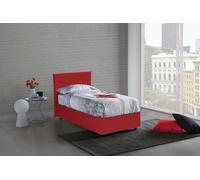 Dmora Letto Singolo Candida, Letto Contenitore con Rivestimento in Tessuto, 100% Made in Italy, Apertura Laterale, Adatto per Materasso Cm 80x190, Rosso