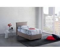 Dmora Letto Singolo Cassiopea, Letto Contenitore con Rivestimento in Tessuto, 100% Made in Italy, Apertura Frontale, Adatto per Materasso Cm 80x200, Tortora