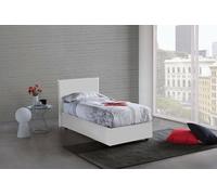 Dmora Letto Singolo Cesidia, Letto Contenitore con Rivestimento in Ecopelle, 100% Made in Italy, Apertura Frontale, con Materasso Cm 90x190 Incluso, Bianco