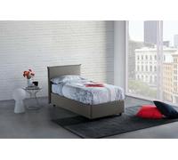 Dmora Letto Singolo Chelsea, Letto Contenitore con Rivestimento in Tessuto, 100% Made in Italy, Apertura Frontale, Adatto per Materasso Cm 90x190, Grigio
