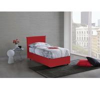 Dmora Letto Singolo Claire, Letto Contenitore con Rivestimento in Tessuto, 100% Made in Italy, Apertura Frontale, con Materasso Cm 90x200 Incluso, Rosso