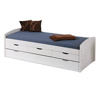 Dmora Letto singolo con letto estraibile inferiore e tre cassetti, colore bianco, cm 98 x 63 x 195