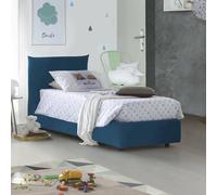 Dmora Letto Singolo Cosetta 110x215 cm blu Materasso Incluso Sfoderabile, Contenitore Made in Italy