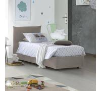 Dmora Letto Singolo Cosetta 110x215 cm Grigio Tortora Materasso Incluso Sfoderabile, Contenitore Made in Italy