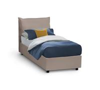 Dmora Letto Singolo Cristina, Letto Contenitore con Rivestimento in Ecopelle, 100% Made in Italy, Apertura Frontale, Adatto per Materasso Cm 80x200, Tortora