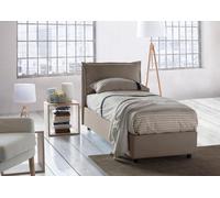 Dmora Letto Singolo Gemma, Letto Contenitore con Rivestimento in Tessuto, 100% Made in Italy, Apertura Frontale, Adatto per Materasso Cm 80x200, Tortora