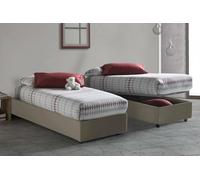 Dmora Letto Singolo Lucia, Letto Contenitore con Rivestimento in Ecopelle, 100% Made in Italy, Apertura Frontale, Adatto per Materasso Cm 90x200, Tortora