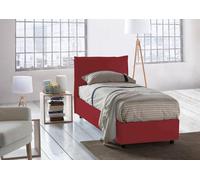 Dmora Letto Singolo Luna, Letto Contenitore con Rivestimento in Tessuto, 100% Made in Italy, Apertura Laterale, Adatto per Materasso Cm 80x190, Rosso