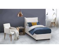 Dmora Letto Singolo Naomi, Letto Contenitore con Rivestimento in Ecopelle, 100% Made in Italy, Apertura Frontale, con Materasso Cm 80x200 Incluso, Bianco