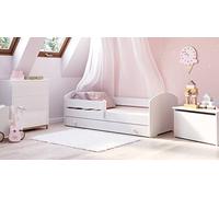 Dmora Letto Singolo per Bambini, Lettino con cassettone e Protezione anticaduta, con testiera Tonda, cm 164x88h63, Colore Bianco, Big
