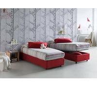 Dmora Letto Singolo Rachele, Letto Contenitore con Rivestimento in Tessuto, 100% Made in Italy, Apertura Frontale, con Materasso Cm 80x200 Incluso, Rosso