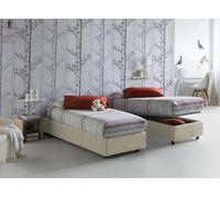 Dmora Letto Singolo Rachele, Letto Contenitore con Rivestimento in Tessuto, 100% Made in Italy, Apertura Frontale, con Materasso Cm 80x200 Incluso, Beige