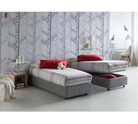 Dmora Letto Singolo Rachele, Letto Contenitore con Rivestimento in Tessuto, 100% Made in Italy, Apertura Frontale, con Materasso Cm 80x200 Incluso, Grigio