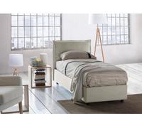Dmora Letto Singolo Rossella, Letto Contenitore con Rivestimento in Tessuto, 100% Made in Italy, Apertura Frontale, con Materasso Cm 80x200 Incluso, Beige
