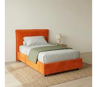 Dmora Letto Singolo Selma Arancione Materasso Incluso Sfoderabile, Contenitore Made in Italy