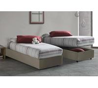 Dmora Letto Singolo Serena, Letto Contenitore con Rivestimento in Ecopelle, 100% Made in Italy, Apertura Frontale, Adatto per Materasso Cm 90x190, Tortora