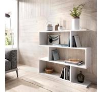 Dmora Libreria 25x110x96h cm Bianco Bianco Lucido 3 Ripiani Portata Ripiani 4, Biblioteca Utilizzabile Come Divisorio Locale