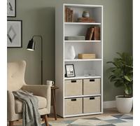 Dmora Libreria 40.1x89.2x221.7h cm Bianco 5 Ripiani Portata Ripiani 18, Biblioteca Installazione a Muro