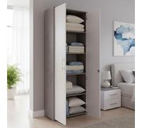 Dmora Libreria a 2 ante e 4 ripiani con serratura, scaffale per libri e documenti, Libreria portaoggetti da ufficio, cm 79x34h188, colore Bianco e Cemento