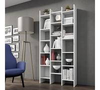 Dmora Libreria a scaffali quadrati, colore bianco artico, Misure 192 x 96 x 29 cm