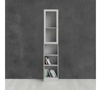 Dmora Libreria Alberte, Scaffale da Ufficio, Mobile portalibri, Biblioteca, 41x28 h203 cm, Bianco