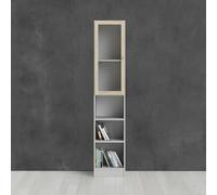 Dmora Libreria Alberte, Scaffale da Ufficio, Mobile portalibri, Biblioteca, 41x28 h203 cm, Bianco e Quercia