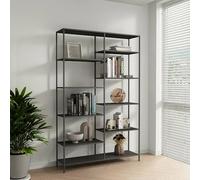 Dmora - Libreria Albicocca, Scaffale da ufficio, Mobile portalibri, Biblioteca, 120x30 h188 cm, Ardesia