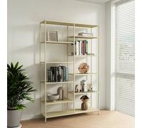 Dmora - Libreria Albicocca, Scaffale da ufficio, Mobile portalibri, Biblioteca, 120x30 h188 cm, Panna