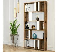 Dmora - Libreria Algieba, Scaffale da ufficio, Mobile portalibri, Biblioteca, 90x20h180 cm, Noce e Bianco