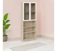 Dmora - Libreria Alixane, Scaffale da Ufficio, Mobile portalibri, Biblioteca, 79x28 h203 cm, Quercia e Bianco