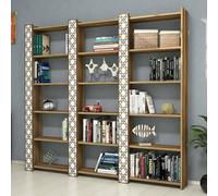 Dmora - Libreria Alula, Scaffale da Ufficio, Mobile portalibri, Biblioteca, 185x24h170 cm, Noce e Bianco