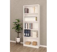 Dmora - Libreria Boston, Mobile portalibri lineare a 4 ripiani, Scaffale da ufficio o camera, Mobile portalibri moderno, 80x28h201 cm, Bianco