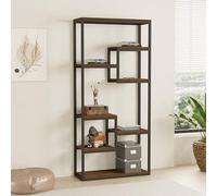 Dmora Libreria Bronti 85x29x182h cm Nero 6 Ripiani Installazione Libera, Biblioteca Utilizzabile Come Divisorio Locale