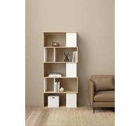 Dmora - Libreria Coralie, Scaffale da ufficio, Mobile portalibri, Biblioteca, 80x30 h174 cm, Rovere e Bianco