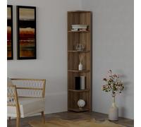Dmora Libreria Dorsal 25x25x160h cm Marrone Noce 5 Ripiani Installazione Libera, Biblioteca Struttura Verticale