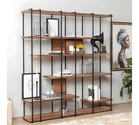 Dmora Libreria Eldrix 170x35x180h cm Marrone Noce 5 Ripiani Installazione Libera, Biblioteca Utilizzabile Come Divisorio Locale