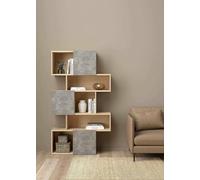 Dmora - Libreria Flavie, Scaffale da Ufficio, Mobile portalibri, Biblioteca, 96x32 h166 cm, Rovere e Cemento
