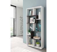 Dmora - Libreria Fremont, Mobile portalibri multiposizione con 8 scomparti, Scaffale da ufficio, Scaffale divisorio per camera, 80x25h180 cm, Bianco e Ossido