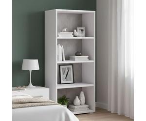 Dmora - Libreria Giacinto, Biblioteca a 3 ripiani regolabili, Scaffale per libri, Mobile da parete con ripiani, 100% Made in Italy, 60x30h130 cm, Bianco e Cemento
