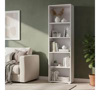 Dmora Libreria Girasole 30x60x195h cm Bianco 5 Ripiani Ripiano Regolabile, Biblioteca Installazione Libera Made in Italy