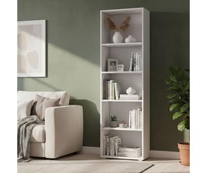 Dmora Libreria Girasole 30x60x195h cm Bianco 5 Ripiani Ripiano Regolabile, Biblioteca Installazione Libera Made in Italy
