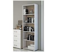 DMORA - Libreria Girasole, Biblioteca A 4 Ripiani Regolabili, Scaffale Per Libri, Mobile Da Parete Con Ripiani, 100% Made In Italy, 60x30h195 Cm, Bian