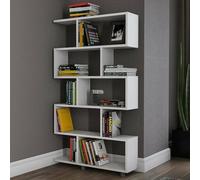 Dmora - Libreria Hamal, Scaffale da ufficio, Mobile portalibri, Biblioteca, 90x20h156 cm, Bianco
