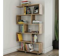 Dmora - Libreria Hamal, Scaffale da ufficio, Mobile portalibri, Biblioteca, 90x20h156 cm, Quercia