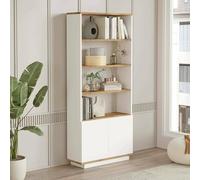 Dmora - Libreria Heze, Scaffale da ufficio, Mobile portalibri, Biblioteca, 75x27h168 cm, Quercia e Bianco