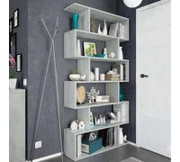 Dmora - Libreria Joliet, Mobile portalibri alta bifacciale, Scaffale divisorio con 5 ripiani, Scaffale da ufficio moderno, 80x24h192 cm, Grigio cemento