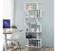 Dmora Libreria Lucio, Mobile con Ripiani, Biblioteca da Ufficio, 100% Made in Italy, cm 80x25h192, Bianco Lucido