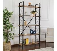 Dmora - Libreria Martone, Scaffale da ufficio, Mobile portalibri, Biblioteca, 90x34 h180 cm, Noce e Nero